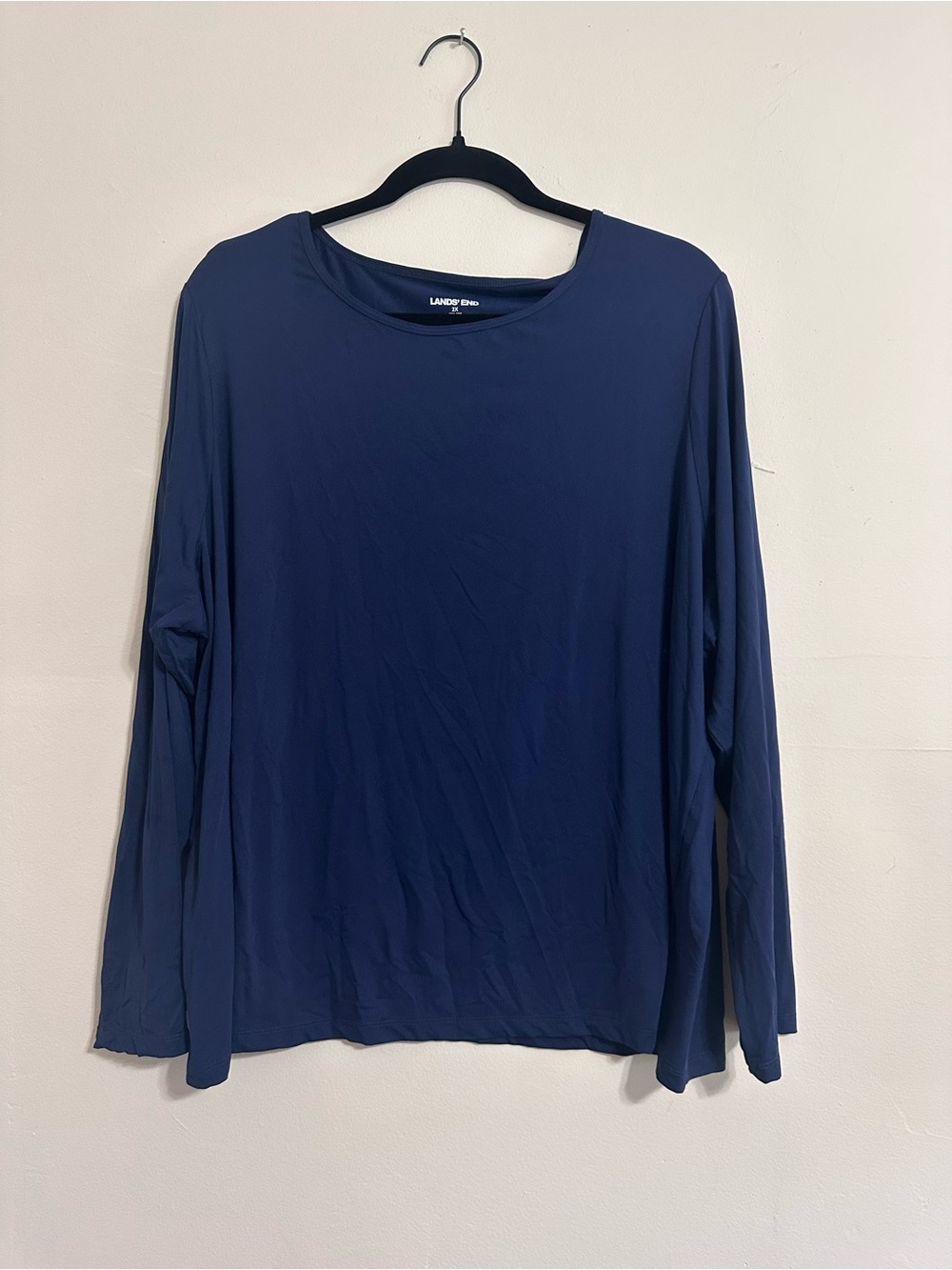 Lands’ End 2X Navy Long Sleeve Swim Shirt Rash Guard 20W 22W